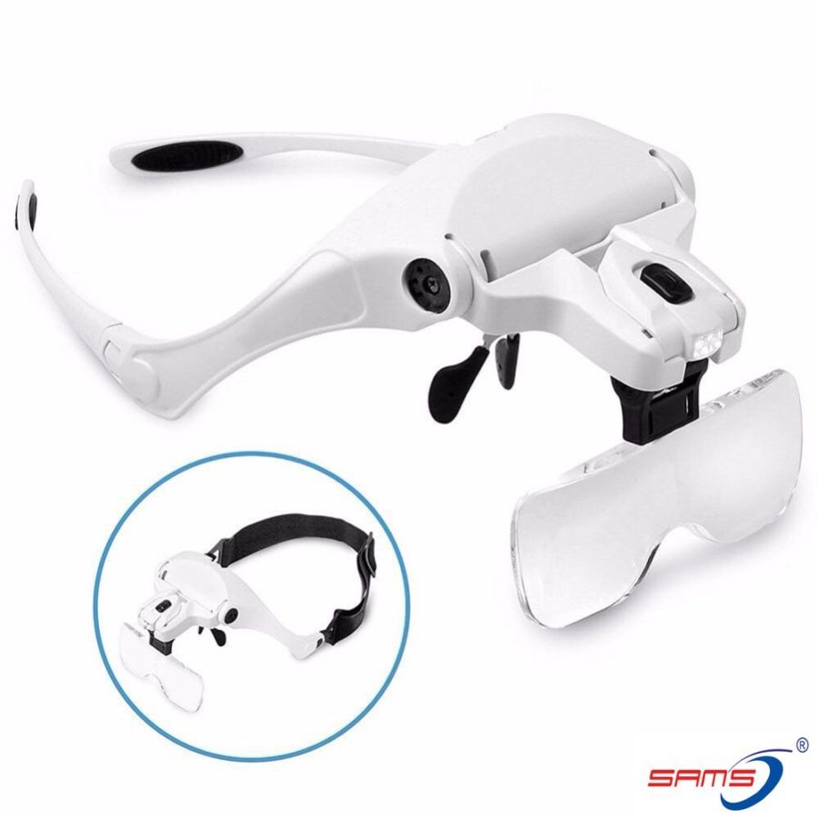 Loupe Magnifying with 2 LED Bulb and 5 Different Replaceable Lenses -Sams