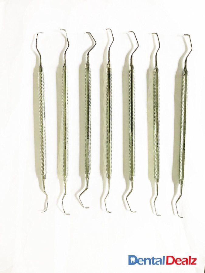 Gracey Curettes 7 Pcs Set /Periodontal Gracey Curettes, Double Ended (Solid Handle) SS WHITE