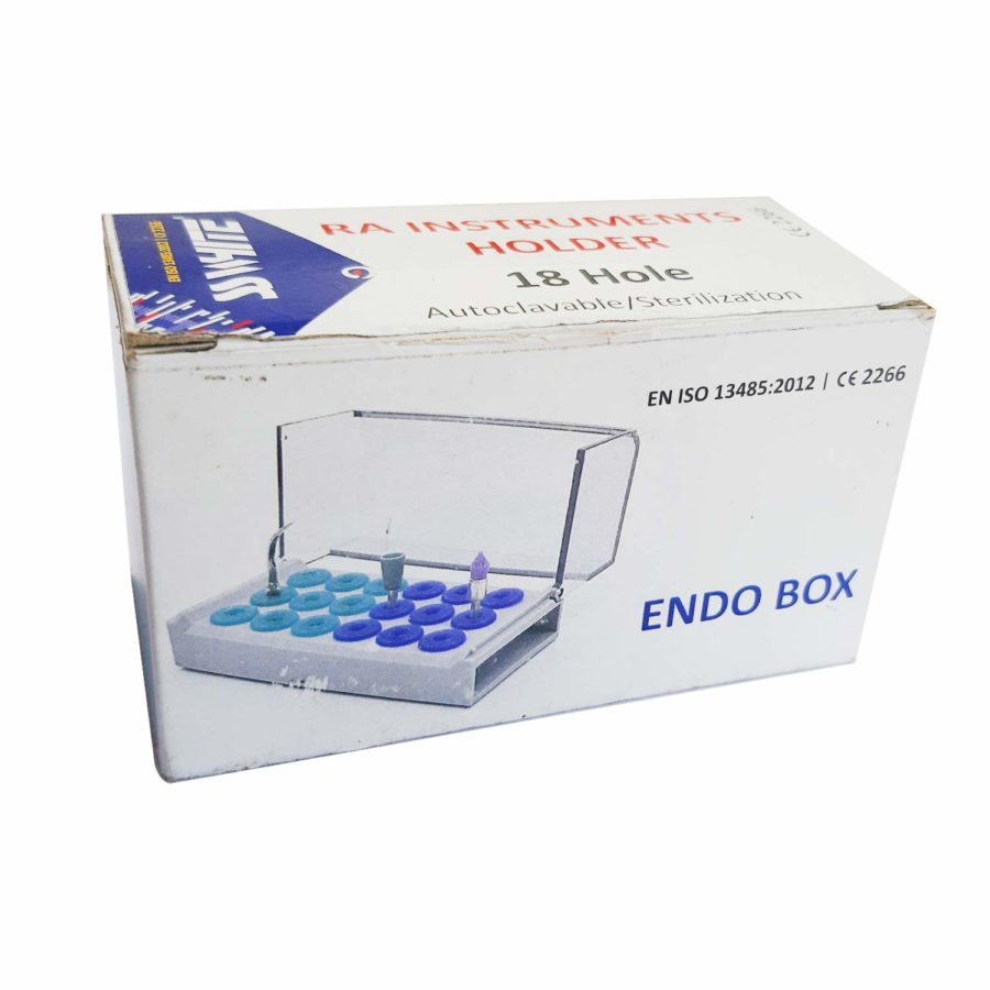SS WHITE – Endo box 18 Holes Autoclavable | Burs and Instruments Holder RA/FG | Endo Burs Sterilizer Case | Dental Disinfection Endo Files Holder Box | RA Instruments Holder G-022D