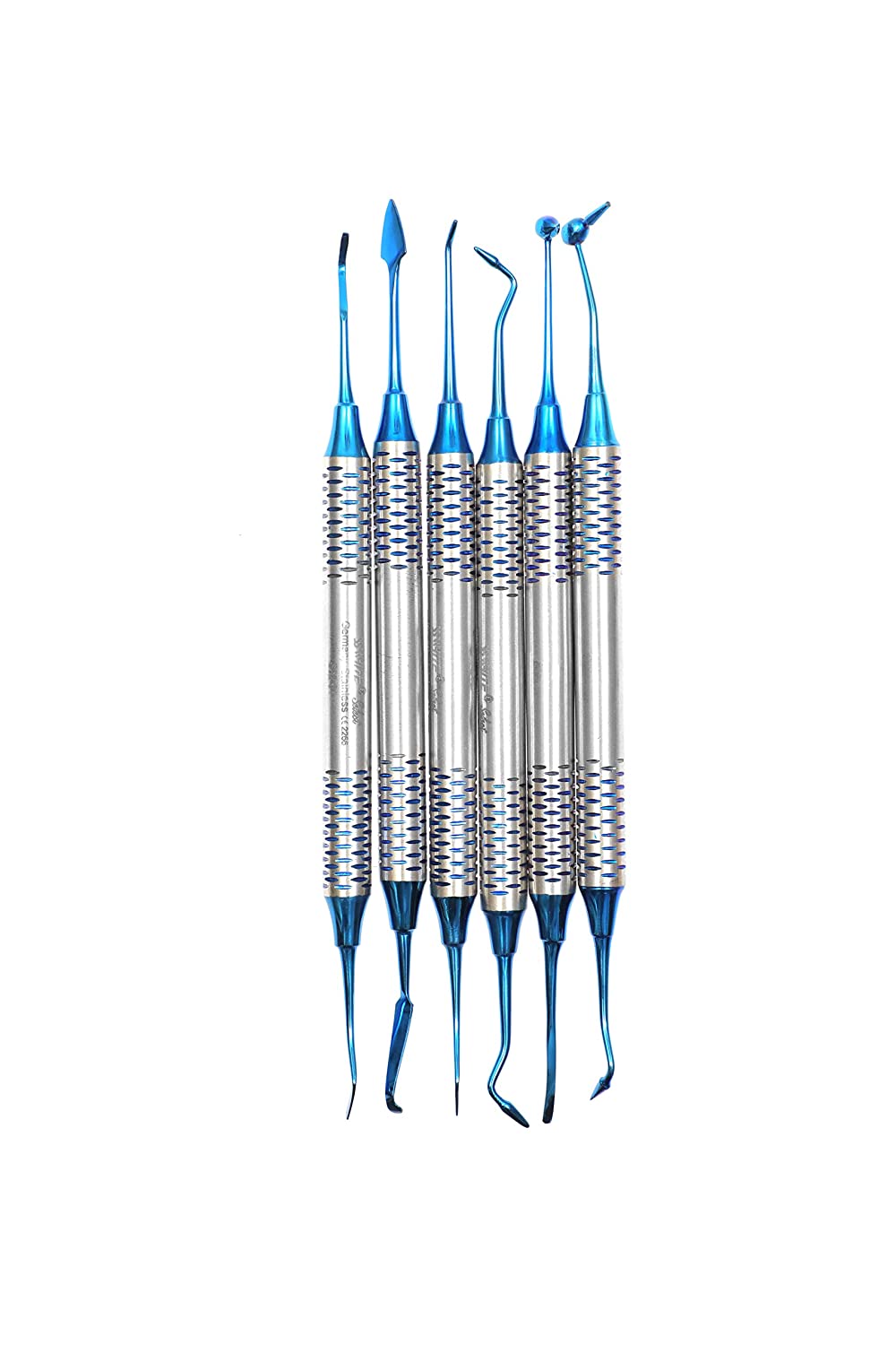 SS WHITE – Dental Composite Filling Instruments,Hollow Handle 8mm Select (Titanium Coated Blue) Set of 6 Stuck, Plastic/Composite Filling Instruments Set of 6 Pcs