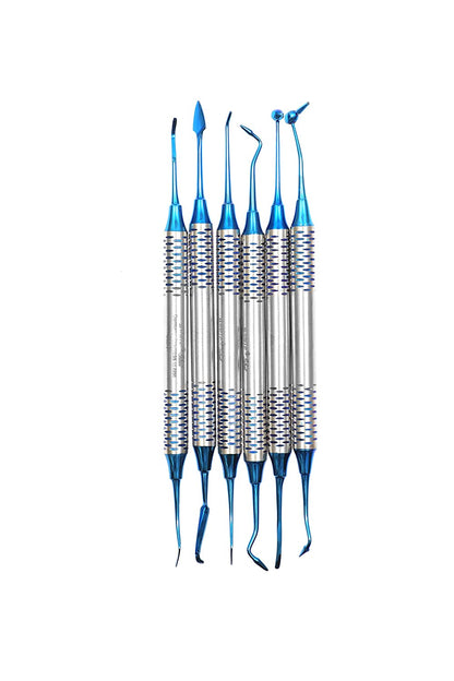 SS WHITE – Dental Composite Filling Instruments,Hollow Handle 8mm Select (Titanium Coated Blue) Set of 6 Stuck, Plastic/Composite Filling Instruments Set of 6 Pcs