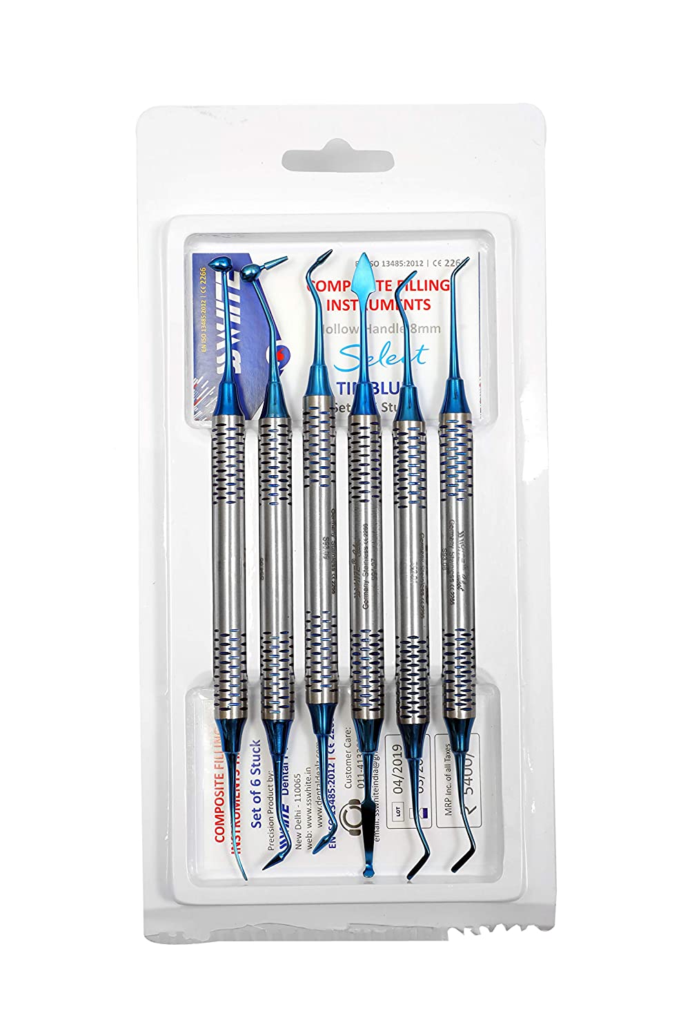 SS WHITE – Dental Composite Filling Instruments,Hollow Handle 8mm Select (Titanium Coated Blue) Set of 6 Stuck, Plastic/Composite Filling Instruments Set of 6 Pcs