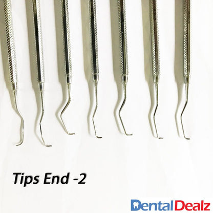 Gracey Curettes 7 Pcs Set /Periodontal Gracey Curettes, Double Ended (Solid Handle) SS WHITE