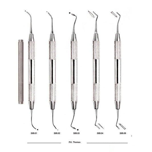 P.K. Thomas Carvers Set (PKT Set ) Ecoline ,Solid Handle 5 Pcs- SS WHITE