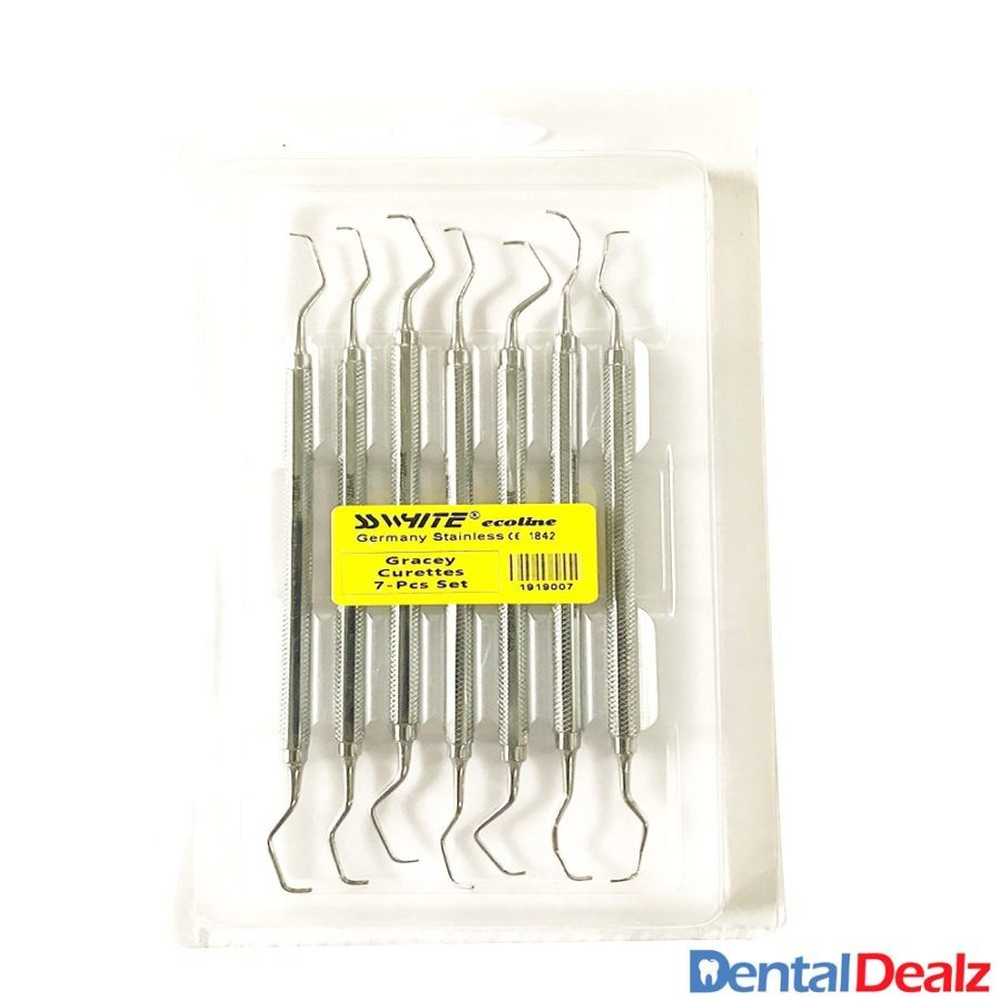 Gracey Curettes 7 Pcs Set /Periodontal Gracey Curettes, Double Ended (Solid Handle) SS WHITE