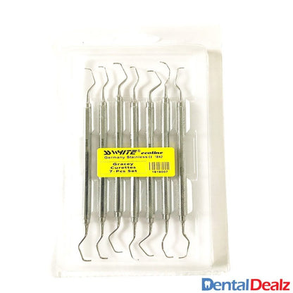 Gracey Curettes 7 Pcs Set /Periodontal Gracey Curettes, Double Ended (Solid Handle) SS WHITE