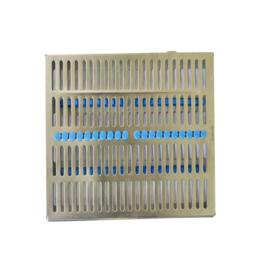 SS WHITE - Dental Sterilization Cassette, Autoclave Tray, Rack, Box, 20-Instruments Blue With Silicon Inserts