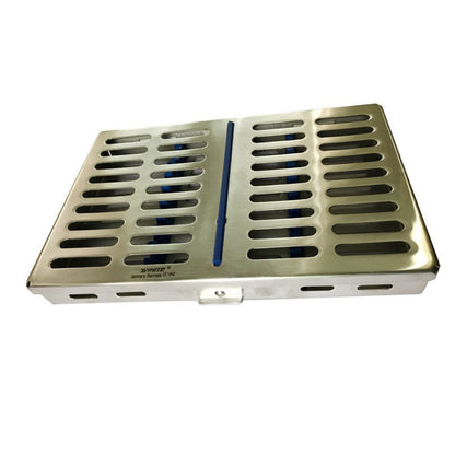 Dental Sterilization Cassette, Autoclave Tray, Rack, Box, 10-Instruments 'Blue' With Silicon Inserts- SS WHITE