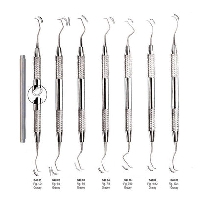Gracey Curettes 7 Pcs Set /Periodontal Gracey Curettes, Double Ended (Solid Handle) SS WHITE