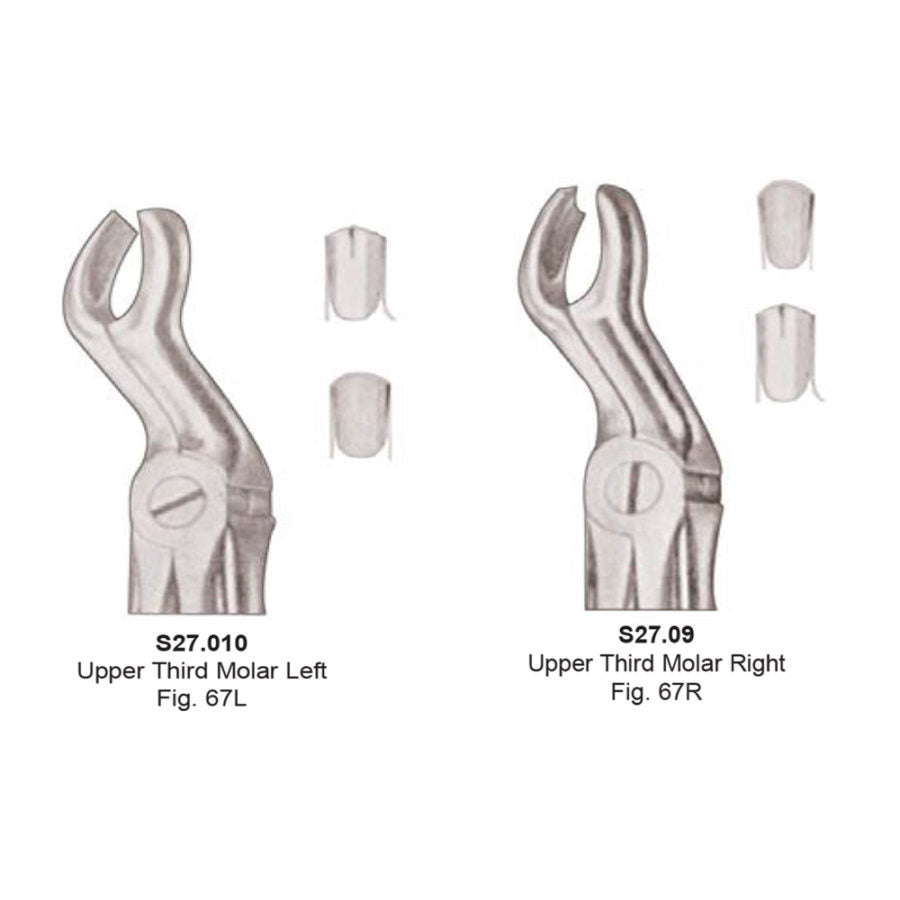 Tooth  Extraction Forceps  No. 67R  Upper Third Molar Right (S27.09) And Upper Third Molar Left  No.67L (S27.010) Set - SS WHITE