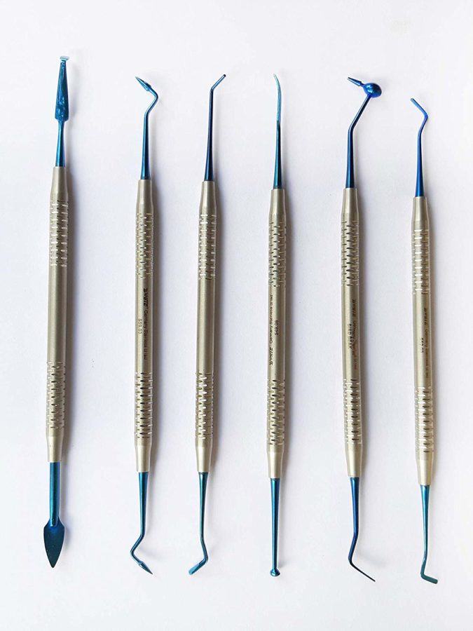 SS WHITE - Composite Filling Instruments/Plastic Filling Instruments Tin Blue NON STICK 6 Pcs Set