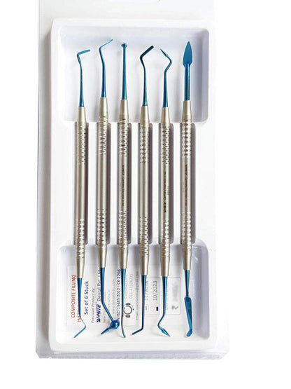 SS WHITE - Composite Filling Instruments/Plastic Filling Instruments Tin Blue NON STICK 6 Pcs Set