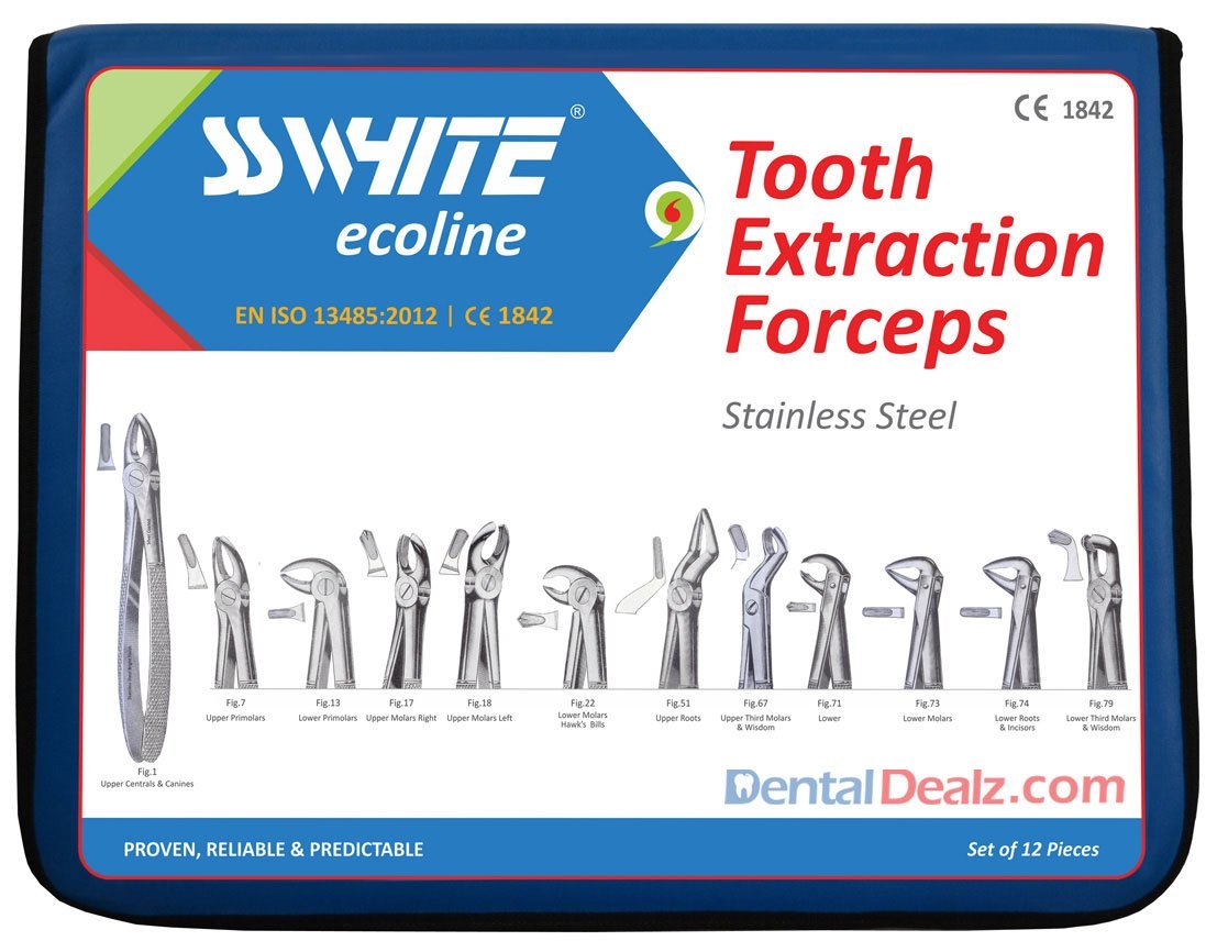 Tooth Extraction Forceps Set 12 Pcs- SS WHITE