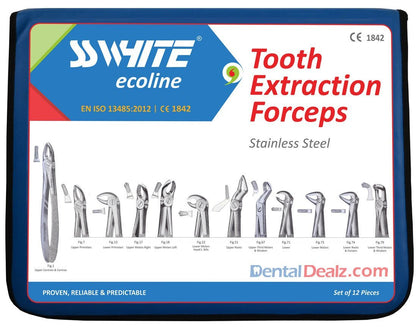 Tooth Extraction Forceps Set 12 Pcs- SS WHITE