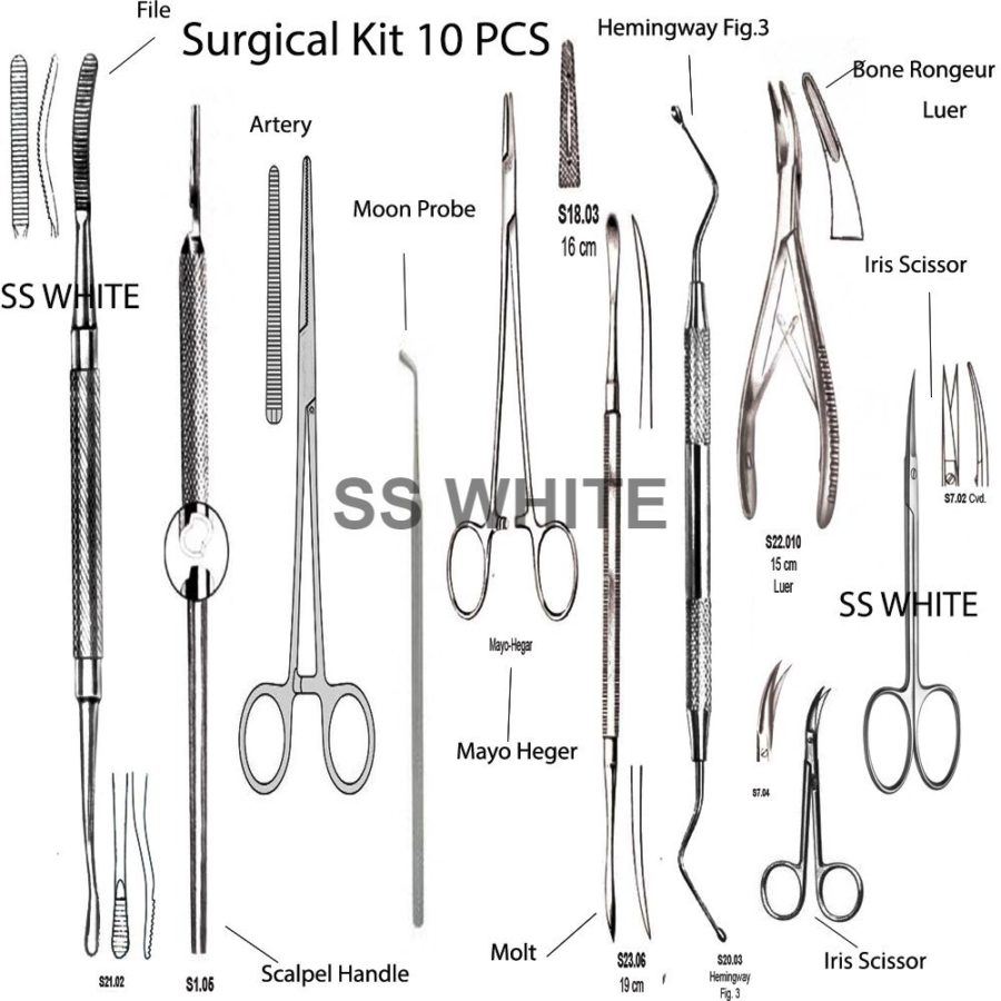 Dental Surgical/Oral Surgery Kit 10 Pcs- SS WHITE