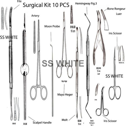 Dental Surgical/Oral Surgery Kit 10 Pcs- SS WHITE