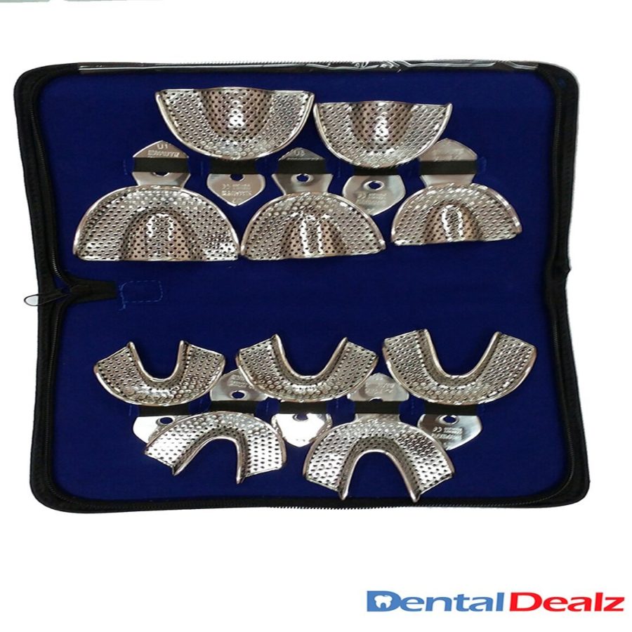 SS WHITE - Dental Impression Tray Perforated with Rim Lock 10 Pcs Set
