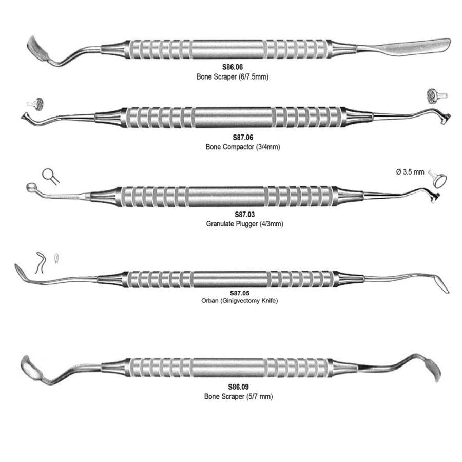 Bone Grafting instruments Set Of 5  In Cassette  (Autoclavable) - SS WHITE