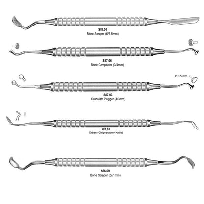 Bone Grafting instruments Set Of 5  In Cassette  (Autoclavable) - SS WHITE