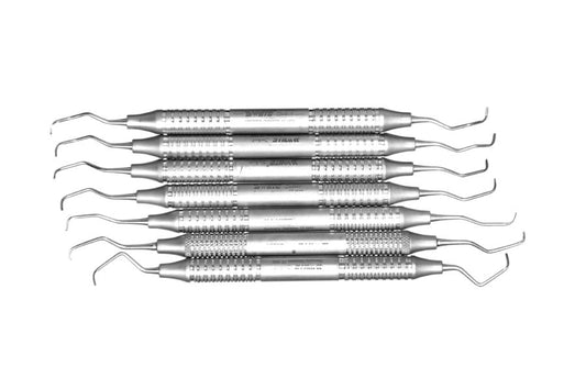 Dental Gracey Curettes 7 Pcs Set /Periodontal Gracey Curettes, Double Ended  Hollow Handle (Select ) SS WHITE