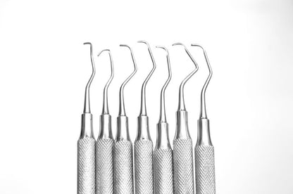 Dental Gracey Curettes 7 Pcs Set /Periodontal Gracey Curettes, Double Ended Hollow Handle  (Standard ) SS WHITE