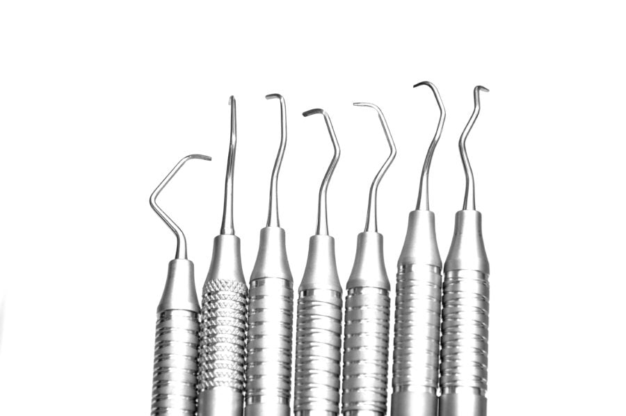 Dental Gracey Curettes 7 Pcs Set /Periodontal Gracey Curettes, Double Ended  Hollow Handle (Select ) SS WHITE