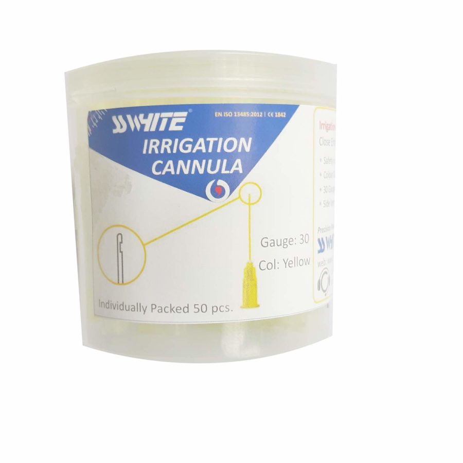 SS WHITE – Dental Irrigation Cannula | Dental Endo Irrigation Needle With Round Close End & Side Opening For Irrigation 30 - Gauge  and 27  Gauge 50pcs/Box