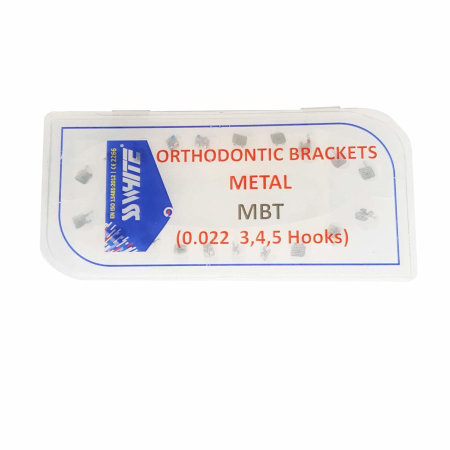 SS WHITE- Dental Orthodontic Brackets Metal MBT Slot 0.22"" 3,4,5 Hooks | Dental Orthodontic Brackets Metal 20 pack