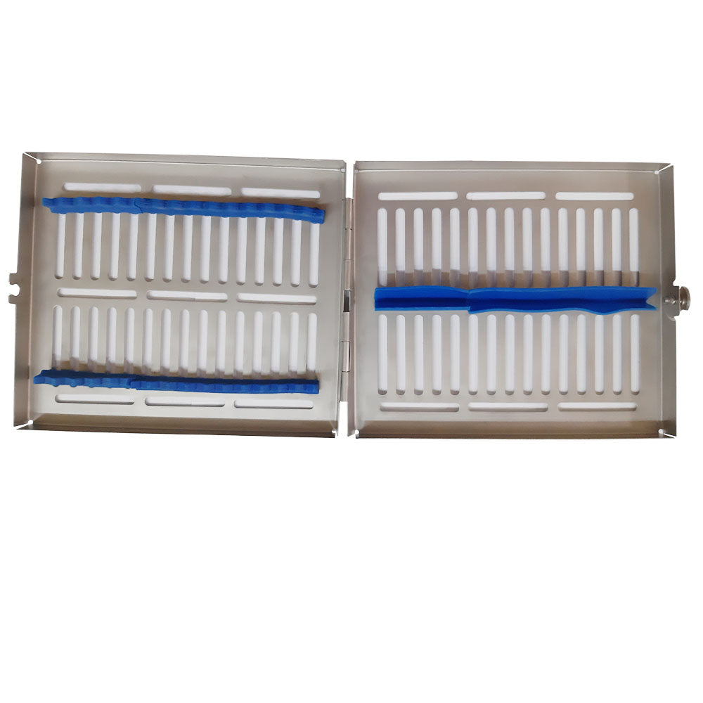 SS WHITE - Dental Sterilization Cassette, Autoclave Tray, Rack, Box, 15-Instruments Blue With Silicon Inserts