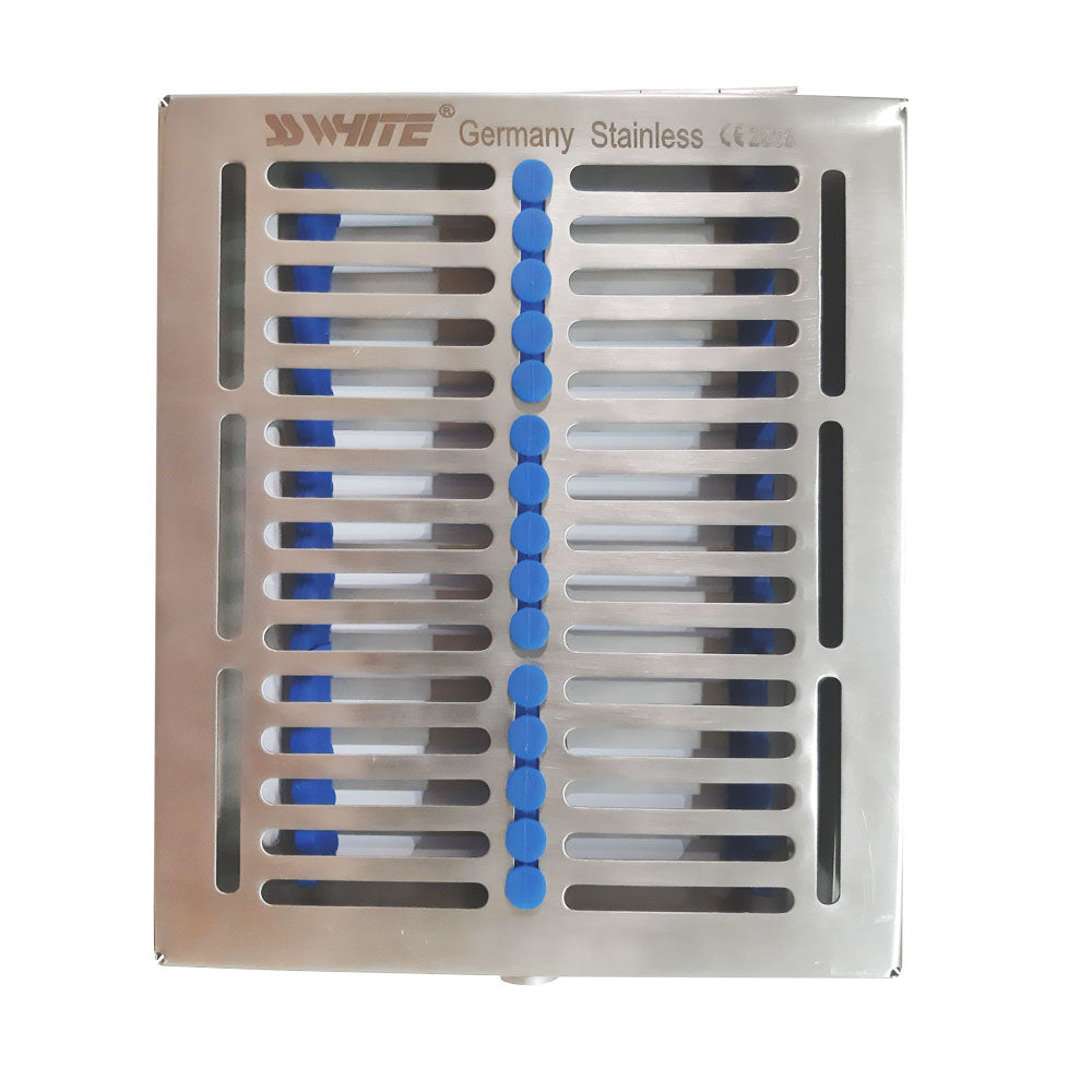 SS WHITE - Dental Sterilization Cassette, Autoclave Tray, Rack, Box, 15-Instruments Blue With Silicon Inserts