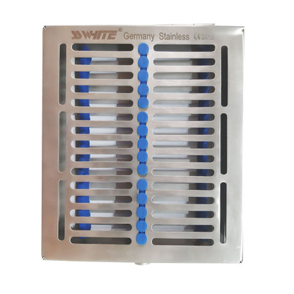 SS WHITE - Dental Sterilization Cassette, Autoclave Tray, Rack, Box, 15-Instruments Blue With Silicon Inserts