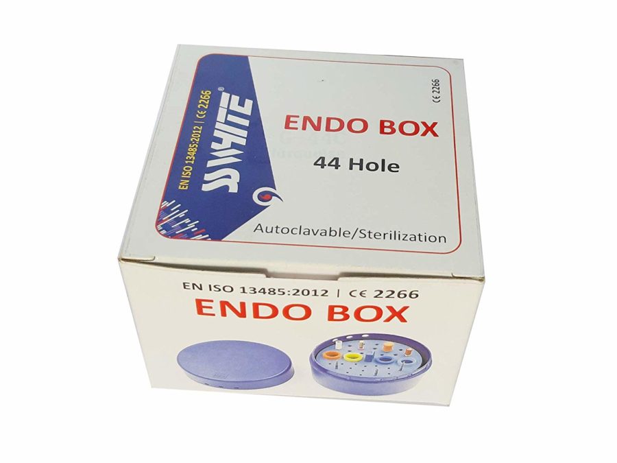SS WHITE – Endo box 44 - Holes Autoclavable | Burs and Instruments Holder RA/FG | Endo Burs Sterilizer Case | Dental Endo Files Holder Box For Oral Care Tools Dental G-44C
