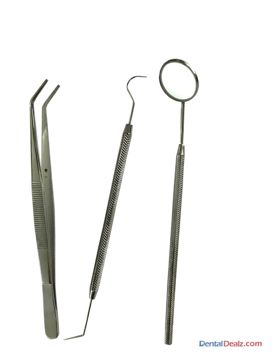 PMT  Set (Mirror With Handle, Tweezer, Probe Double Ended) Diagnostic -SS WHITE