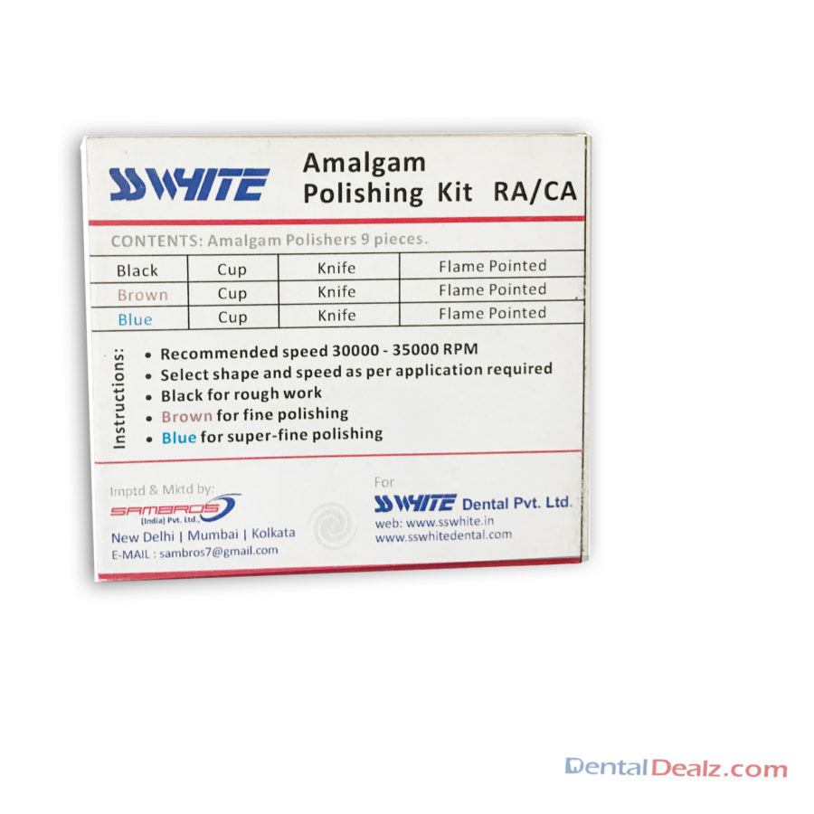 SS WHITE - Amalgam Polishing Kit  RA/CA Of 9  Pieces