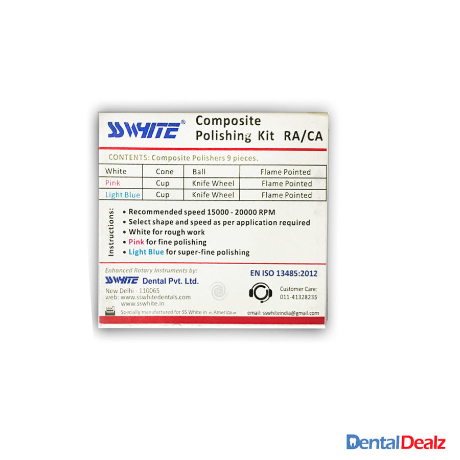 SS WHITE - Dental Composite Polishing Kit RA/CA of 9  Pieces