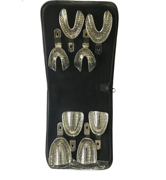 Dental Impression Tray Perforated With Rim Lock Full Denture 8Pcs Set - SS WHITE
