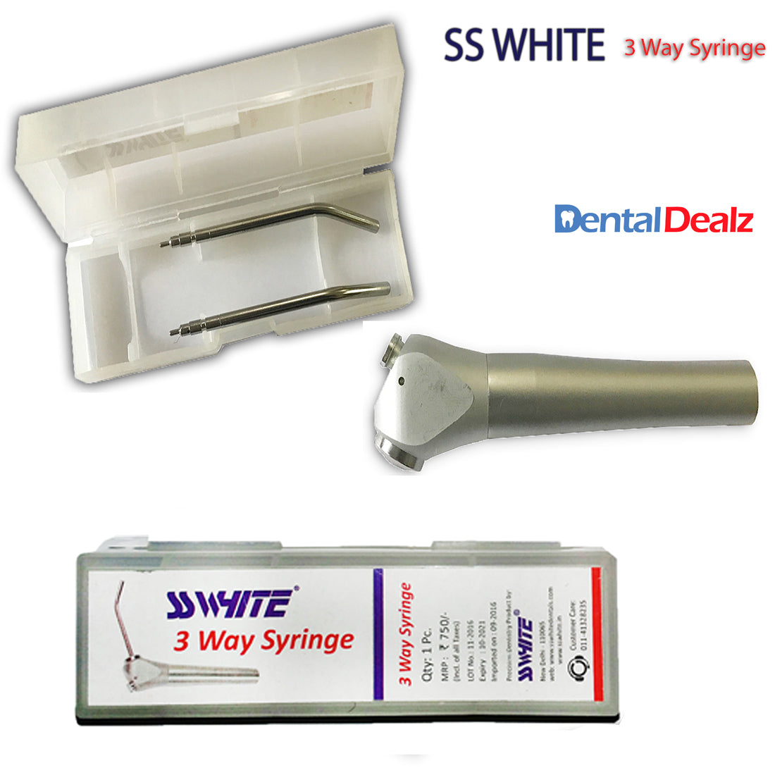 SS WHITE  3 Way Syringe Dental 2 Nozzles Triple way Spray