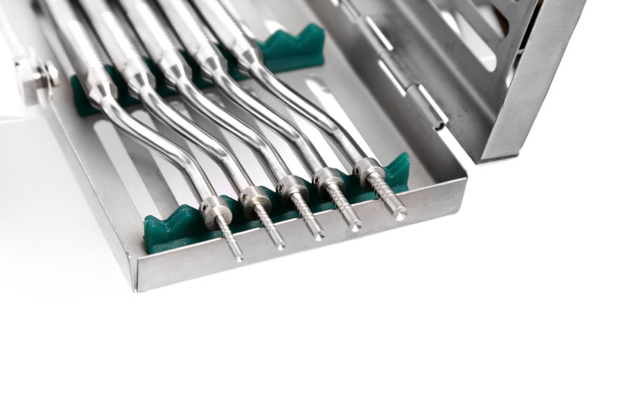 Implant Osteotomes Angulated   set of 5 with Casset Concave - SS WHITE