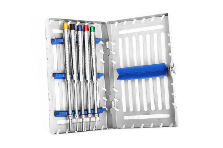 Implant Osteotomes  Straight set of 5 with Casset Round CONVEX  - SS WHITE