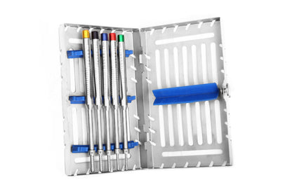 Implant Osteotomes  Straight set of 5 with Casset Round CONVEX  - SS WHITE