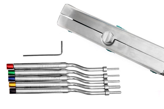 Implant Osteotomes Angulated  set of 5 with Casset Round CONVEX   - SS WHITE