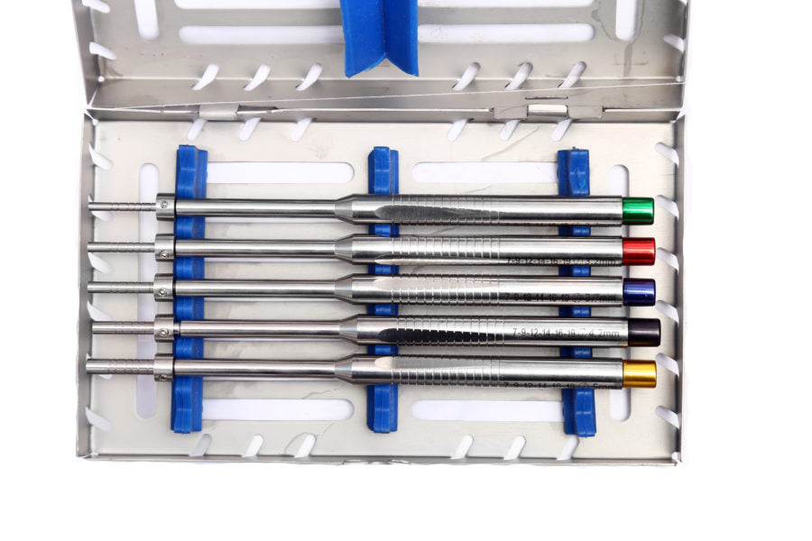 Implant Osteotomes  Straight set of 5 with Casset Concave  - SS WHITE
