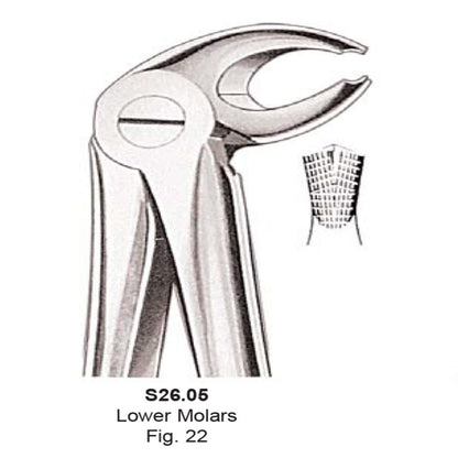 Tooth  Extraction Forceps  No. 22   Lower Molars  ( S26.05) - SS WHITE