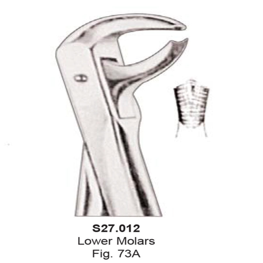 Tooth  Extraction Forceps  No.73A Lower Molars (S27.012)- SS WHITE