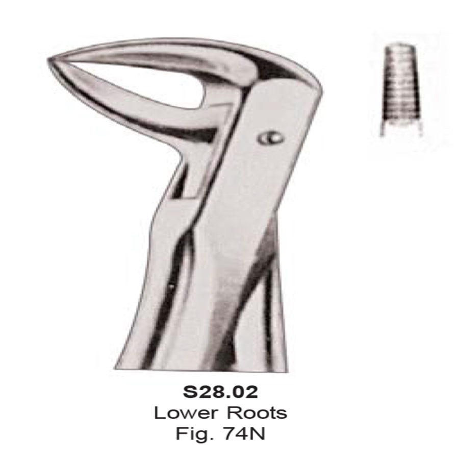Tooth  Extraction Forceps  No.74N  Lower Roots (S28.02) - SS WHITE