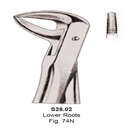 Tooth  Extraction Forceps  No.74N  Lower Roots (S28.02) - SS WHITE