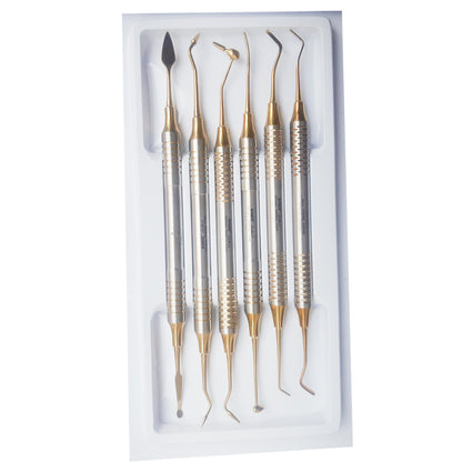 SS WHITE – Dental Composite Filling Instruments,Hollow Handle 8mm Select (TIN Golden ) Set of 6 Stuck, Plastic/Composite Filling Instruments Set of 6 Pcs