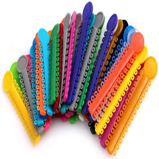 SS WHITE - Dental Orthodontic Ligature Ties , Orthodontic Elastomeric O-Rings Braces Rubber Bands Pack of 36 Stuck , Multi-Color - Gray -Pearl White - Multi-Color