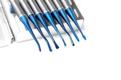 SS WHITE - Dental Luxating Elevators 7 Pcs Set, Dental Implant Stainless Steel Luxating Root Elevator with Cassette,Dental Luxating Instruments Tool
