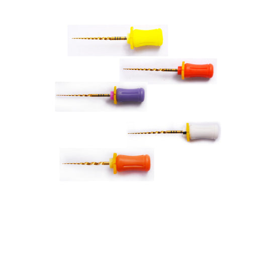 Dental Endo Super Files , Titanium GOLD Coated Niti (Hand Use) Heat Activated  Progressively  TAPER- SS WHITE